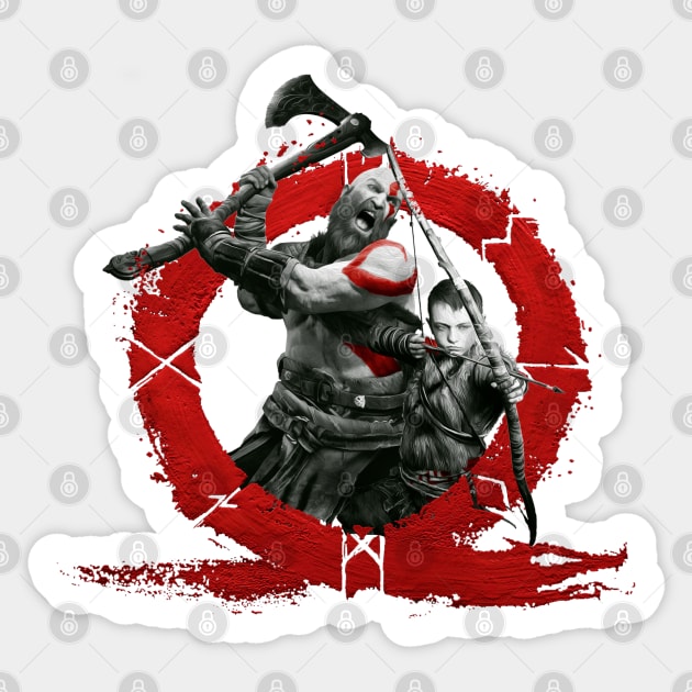 Kratos and Atreus Sticker by RafaDG